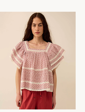 Alina printed floral lace insert top