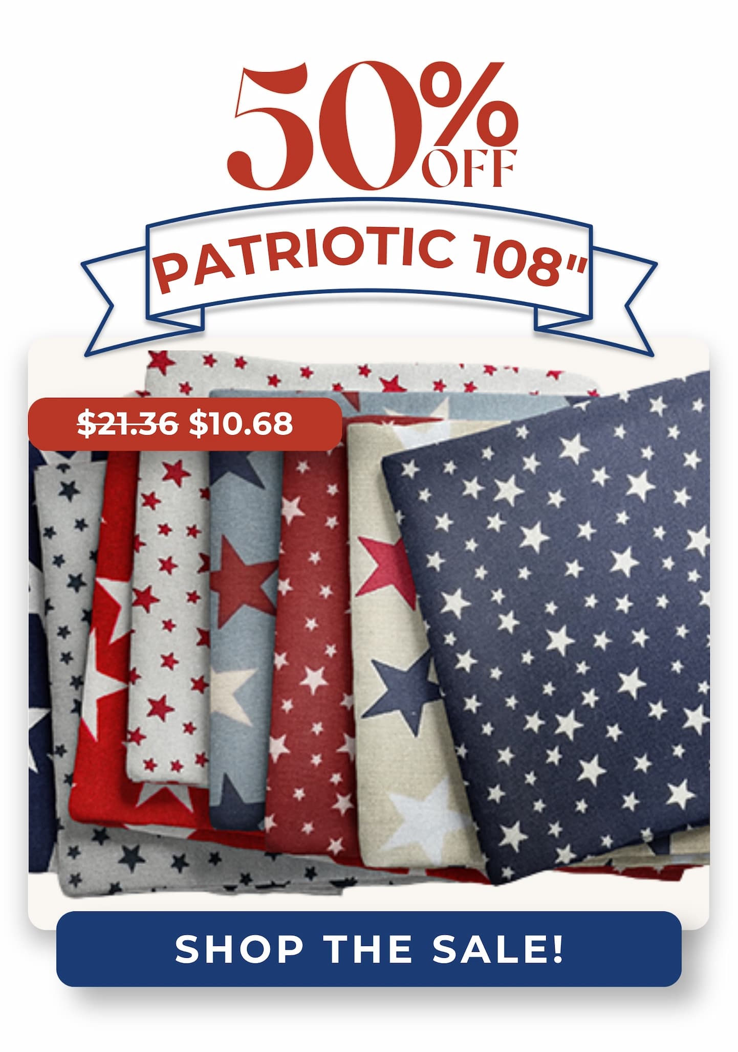 50% Off 108" Patriotic Wide Backing