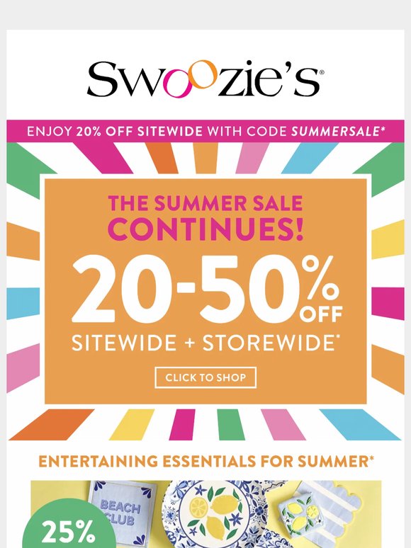 Summer Sale Continues: 20% Off Sitewide + Up to 50% Off Clearance