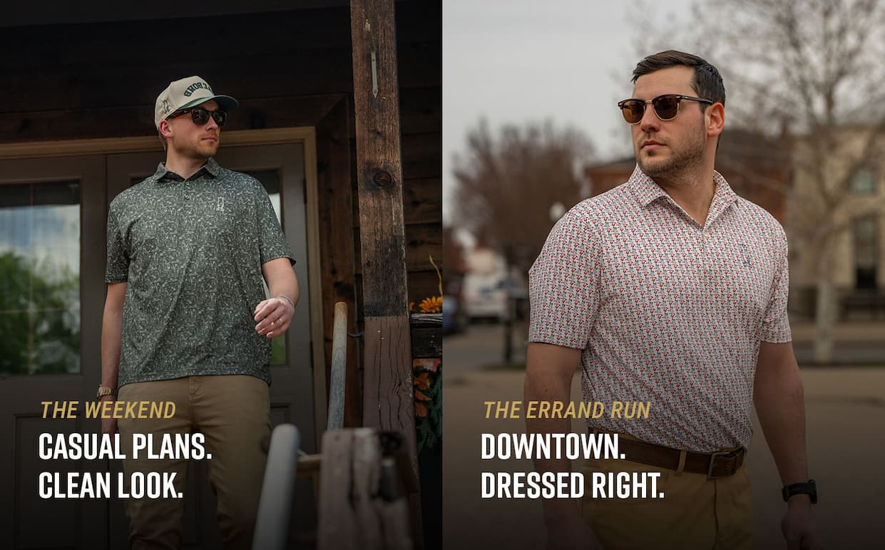The Weekend: Casual plans. Clean look. The Errand Run: Downtown. Dressed right.