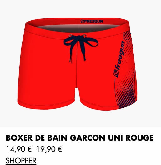 Boxer de bain garcon Uni Rouge | Freegun