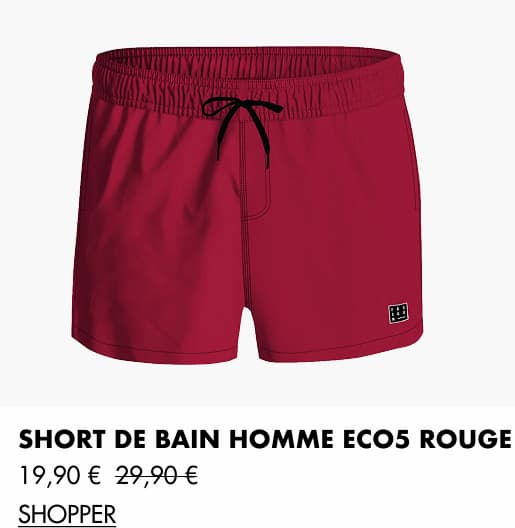 Short de bain homme ECO5 Rouge | Freegun