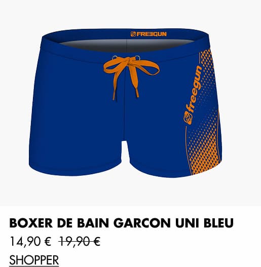 Boxer de bain garcon Uni Bleu | Freegun