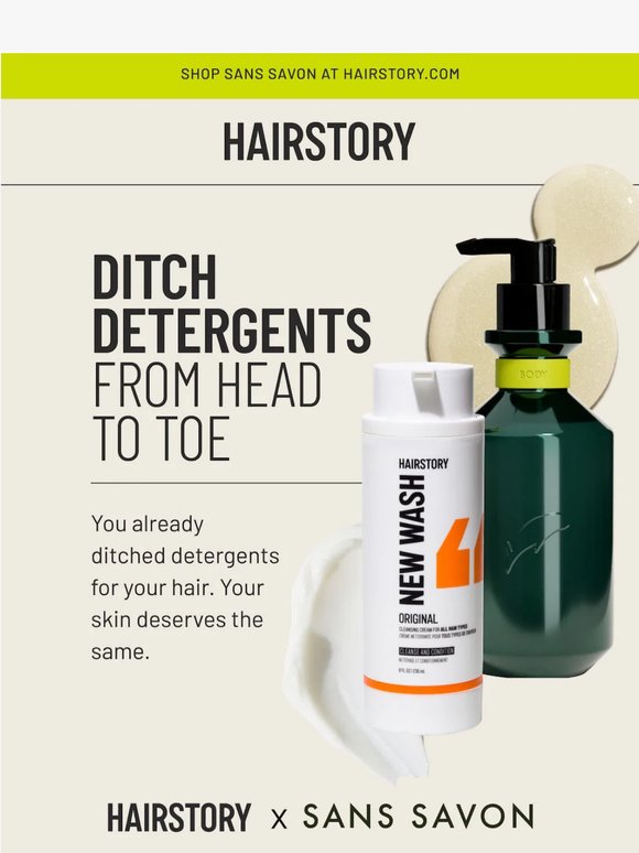 Detergent-free cleansing, now from head to toe