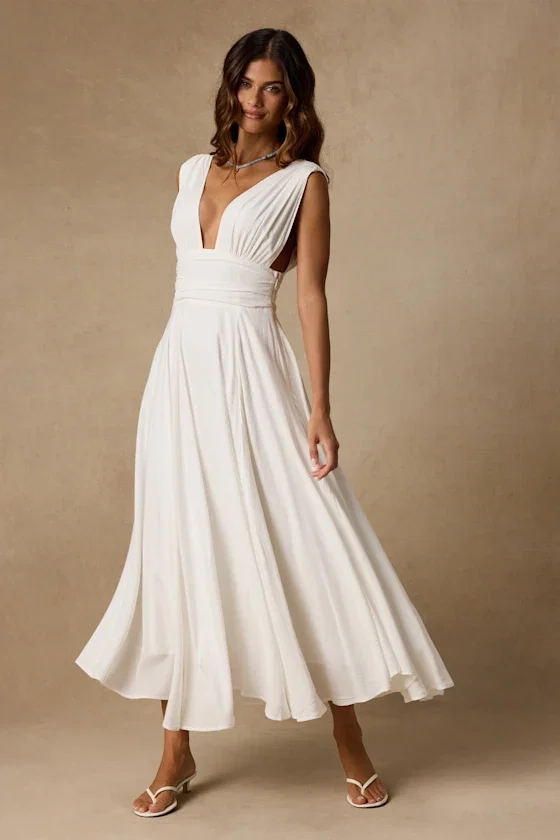 Image of Jaden Ivory Sleeveless Midi Dress