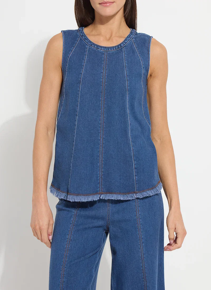 Image of Irabella Fringed Denim Top
