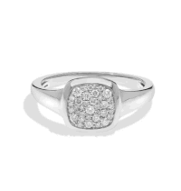 Diamond Cluster Signet Ring in 14K White Gold