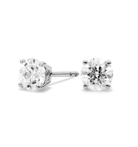 Four Prong Round Brilliant Diamond Stud Earrings 