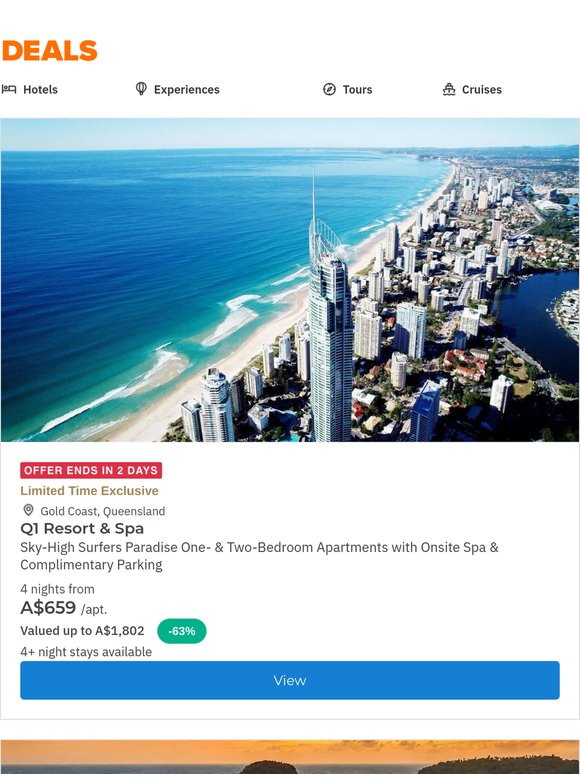 Gold Coast Apartments: Sky-High Surfers Paradise Retreat w. Free Parking & Onsite Spa