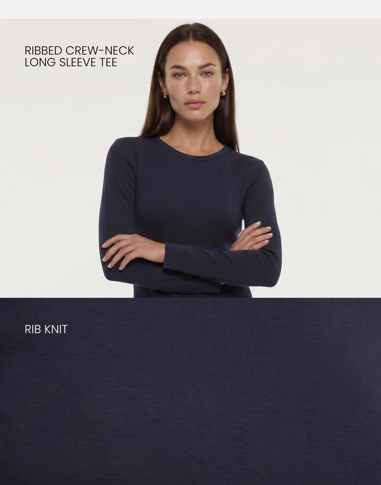 Ribbed Crew-Neck Long Sleeve Tee
