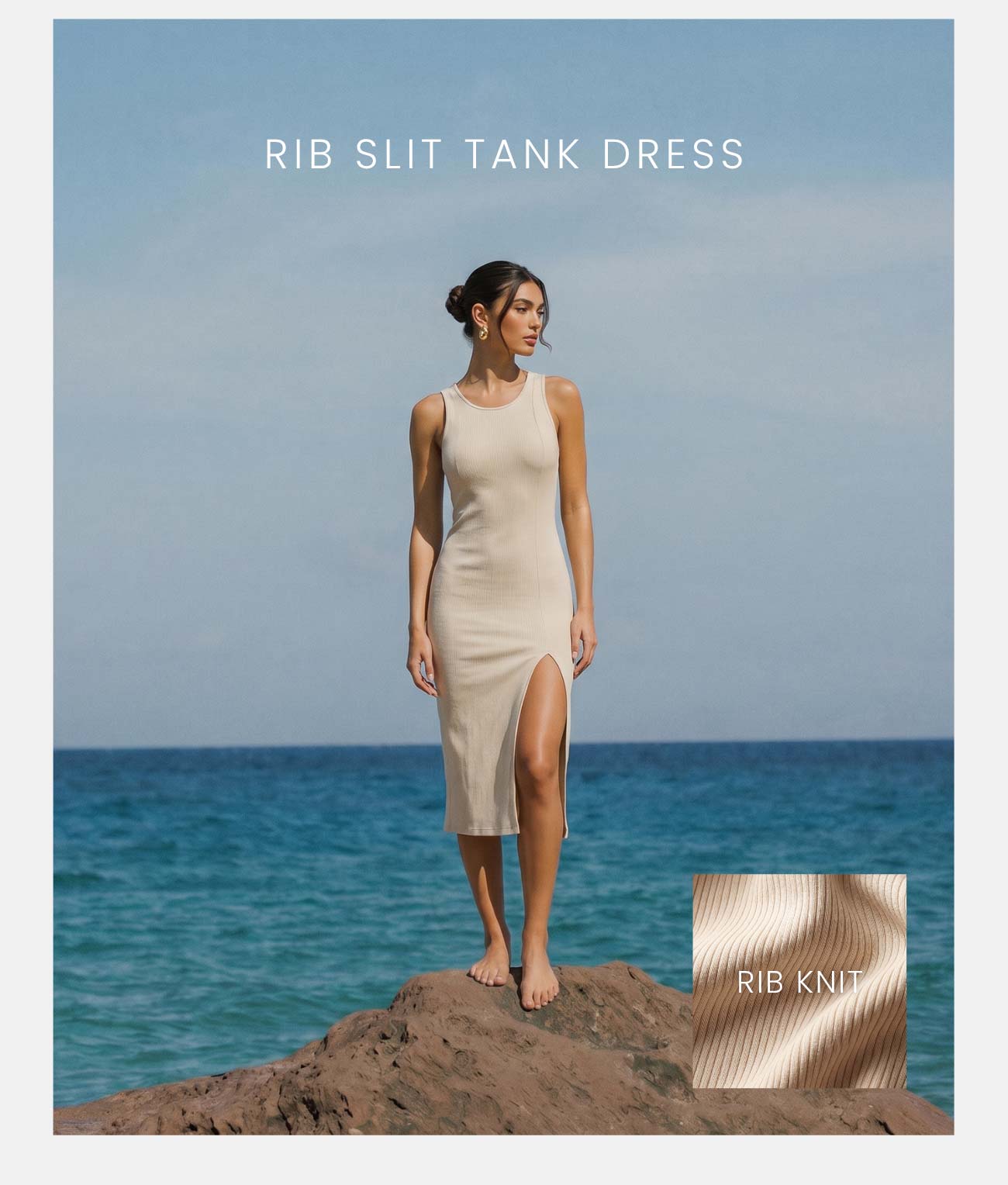 Rib Slit Tank Dress