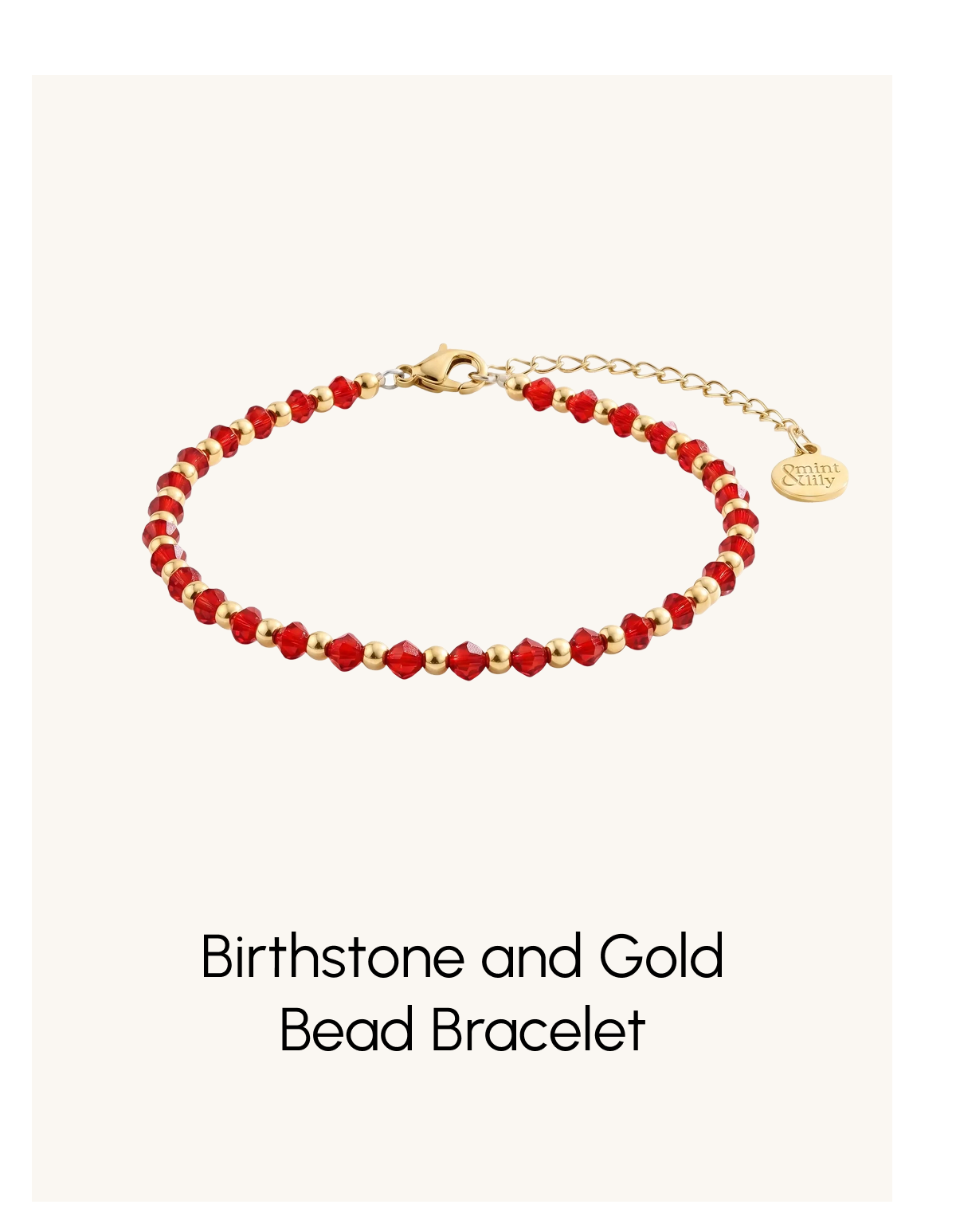 Birthstone and Gold Bead Bracelet