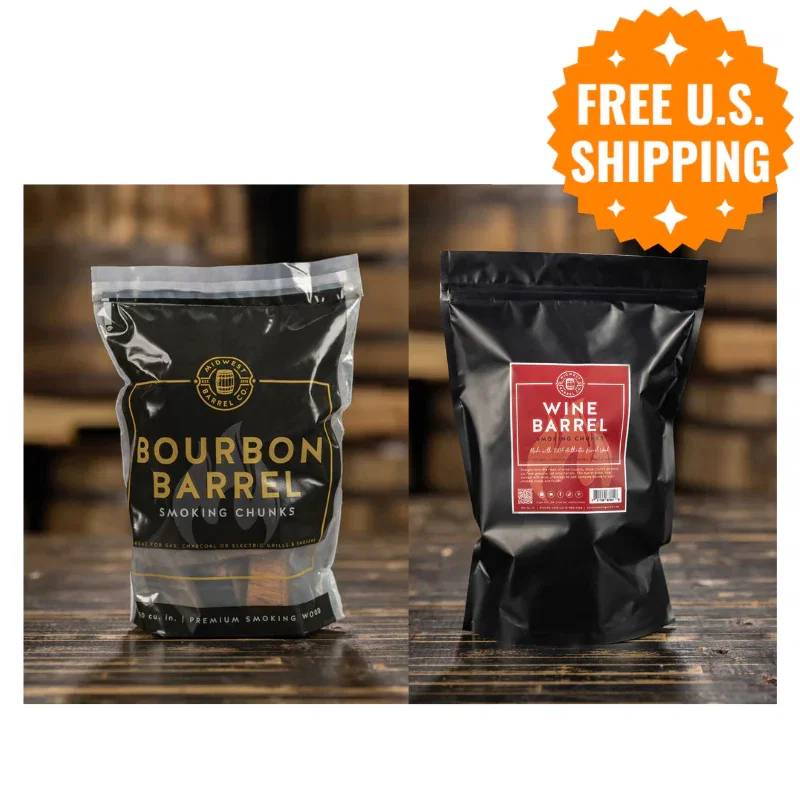Image of Premium Bourbon & Red Wine Barrel BBQ Smoking Wood Chunks by Midwest Barrel Co. (4 lb Bundle)