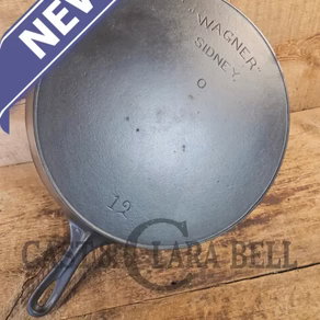 HTF, HUGE and Gorgeous! Early 1900's Wagner "Arc Straight" logo, #12 Cast Iron Skillet