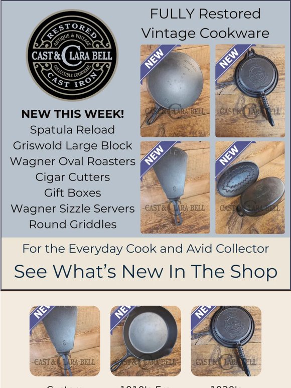 BIG drop!  Griswold Large Block -  Spatulas - Oval Roasters - Cigar Cutters - Waffle Irons - Oval Griddles!