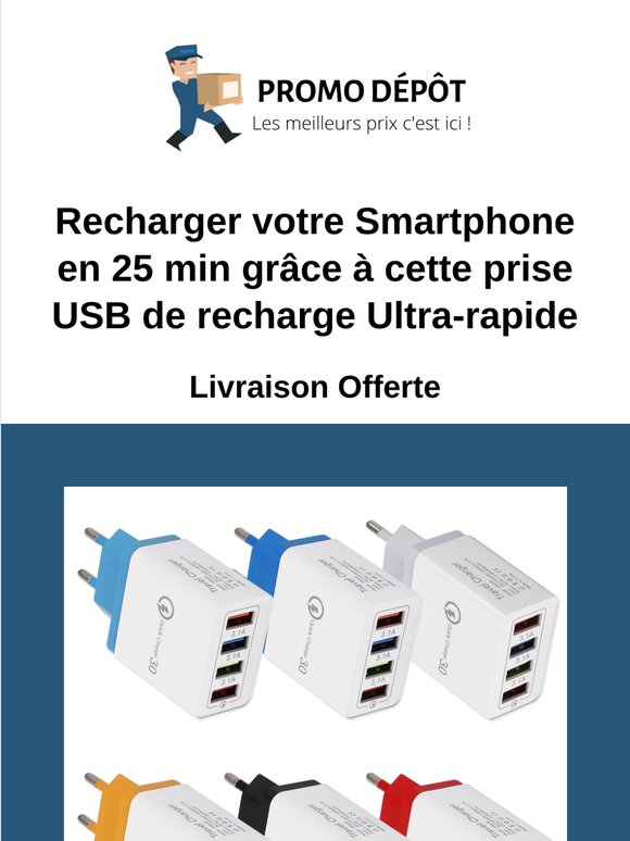 Recharger votre Smartphone en 25 min grâce à cette prise USB de recharge Ultra-rapide
