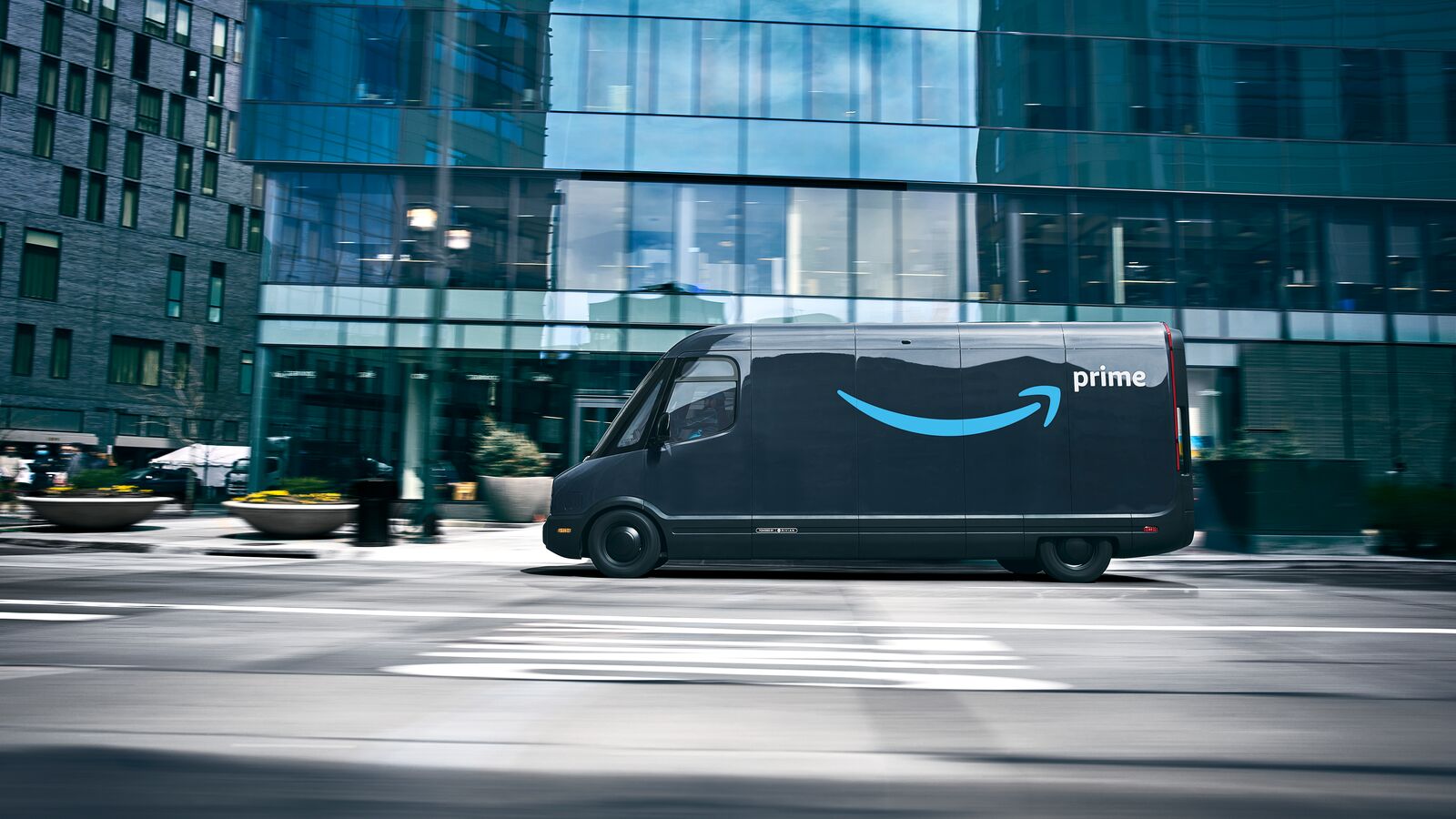 Amazon electric delivery van. 