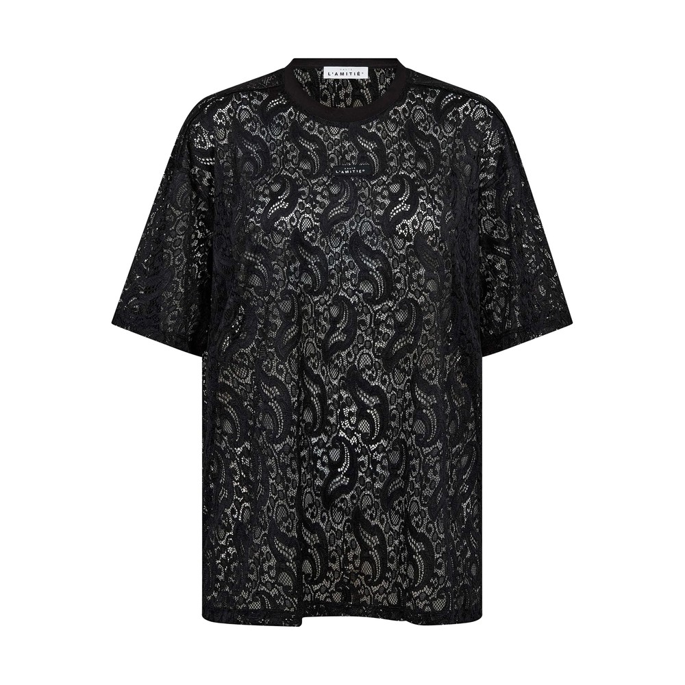 Image of Summer Lace Loose Tee - Black