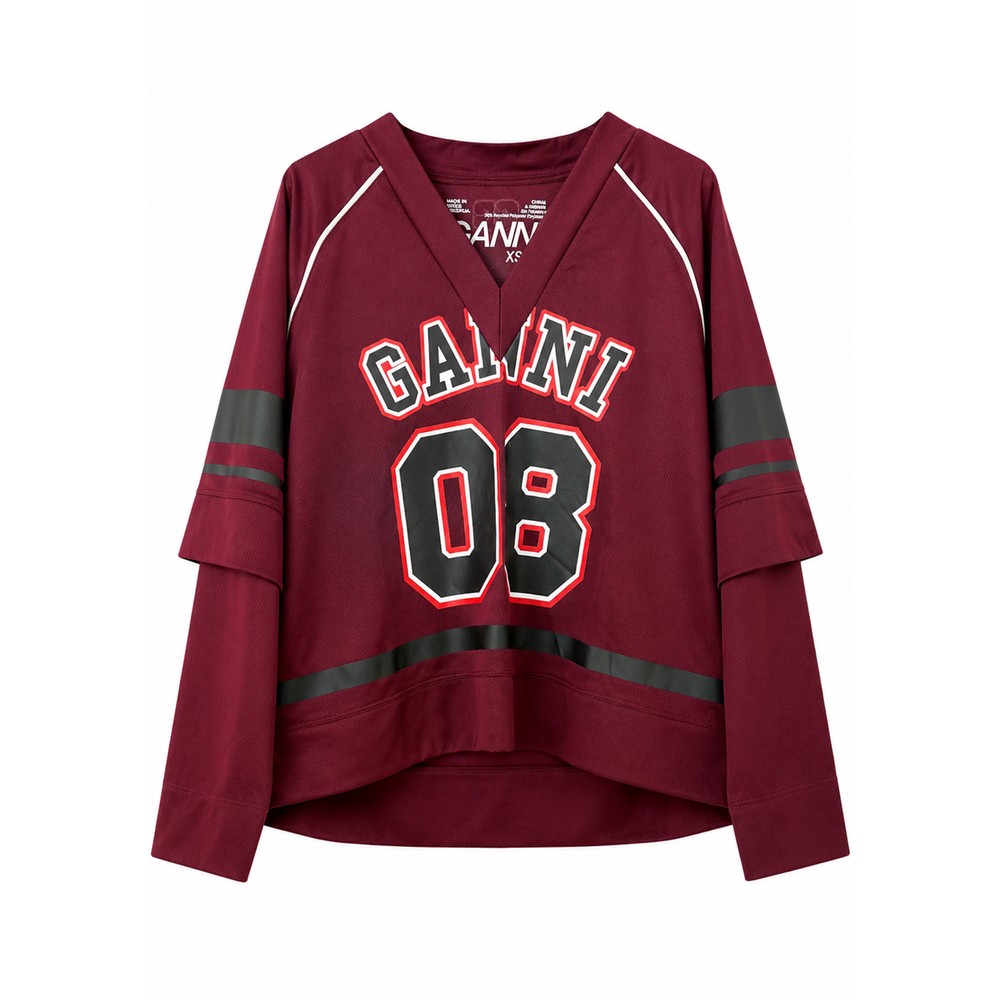 Image of Cycora Double Layered Sleeve Varsity Top - Port Royale