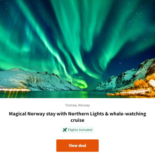 Magical Norway stay with Northern Lights & whale-watching cruise