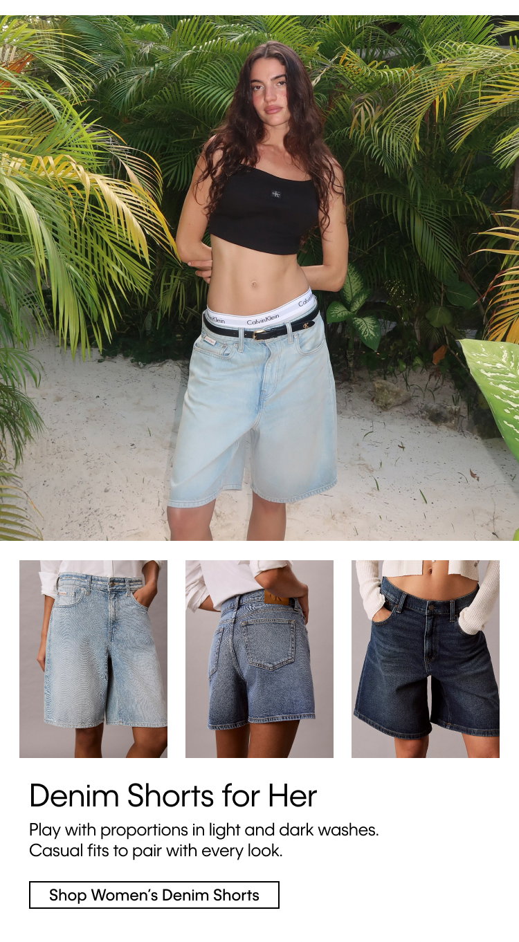 Denim Shorts for Her. Play with proportions in light and dark washes. Casual fits to pair with every look. Shop Women's Denim Shorts.