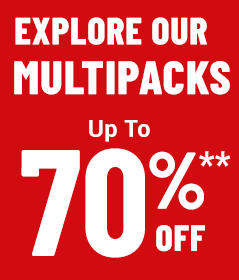 Explore our multipacks up to 70% off**!