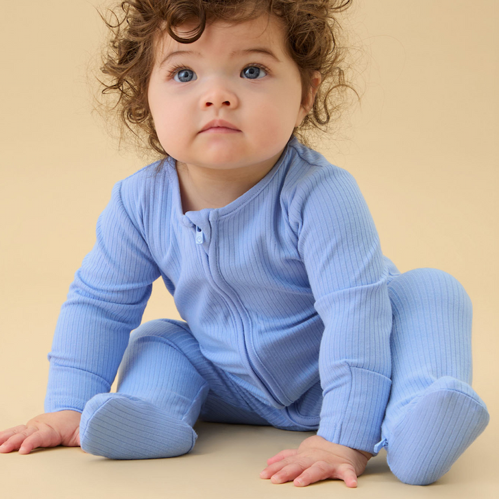 Hydrangea Ribbed Clever Zip Sleepsuit