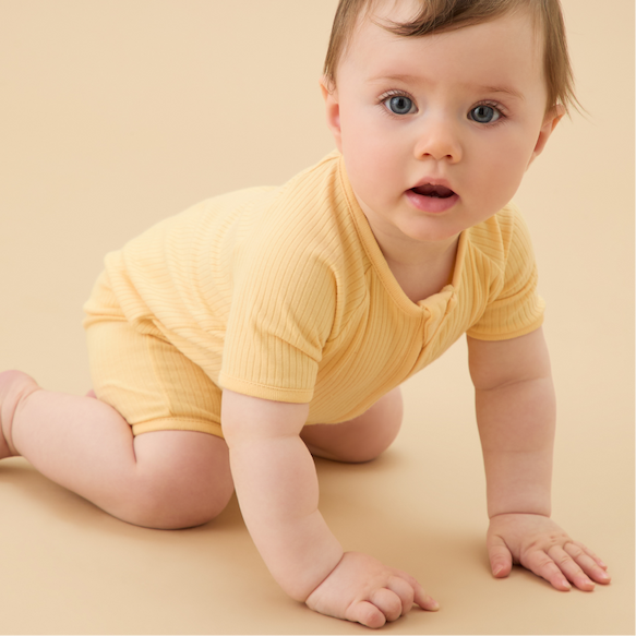 Ribbed Zip Summer Sleepsuit - Yellow