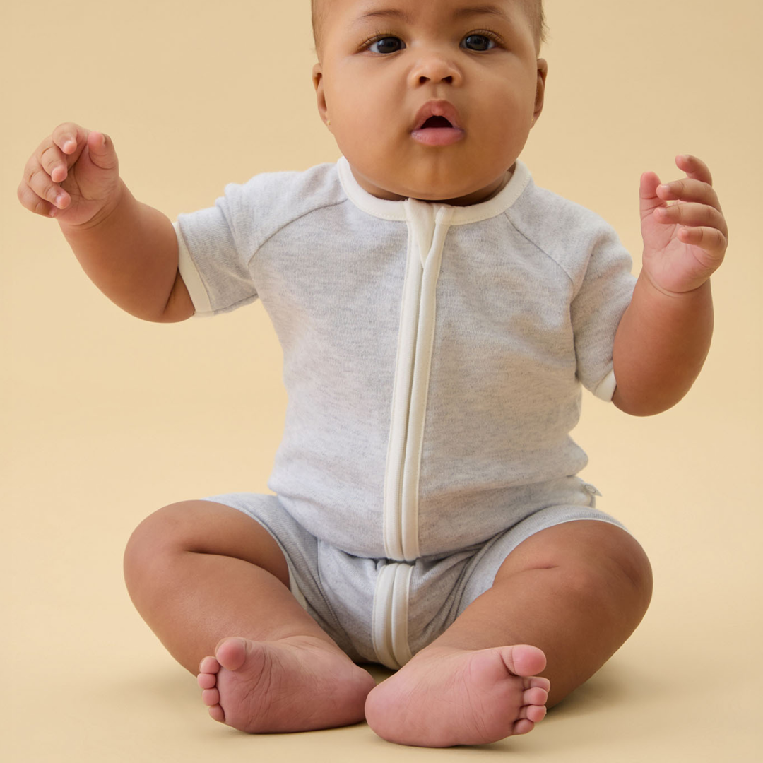 Zip Summer Sleepsuit - Grey