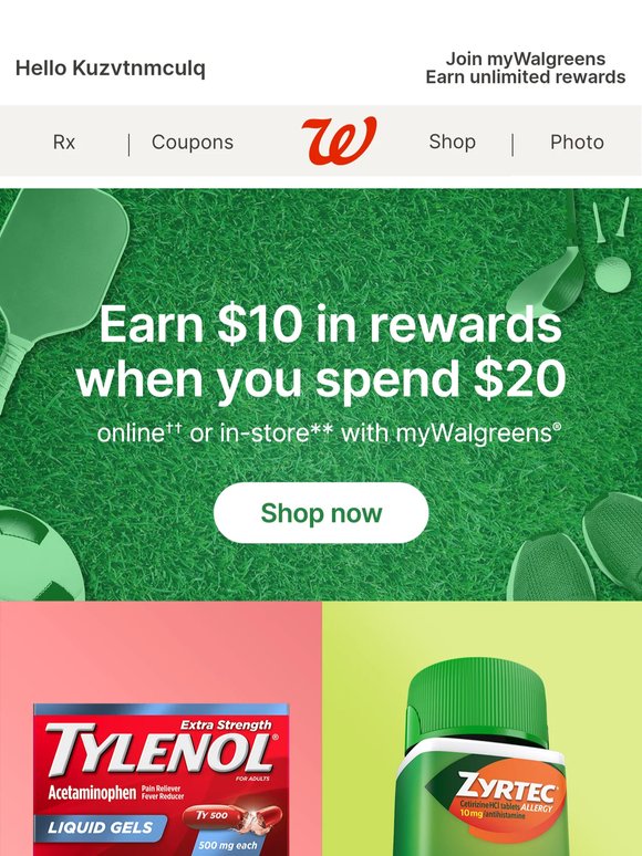Earn $10 in rewards when you spend $20+ on select Kenvue