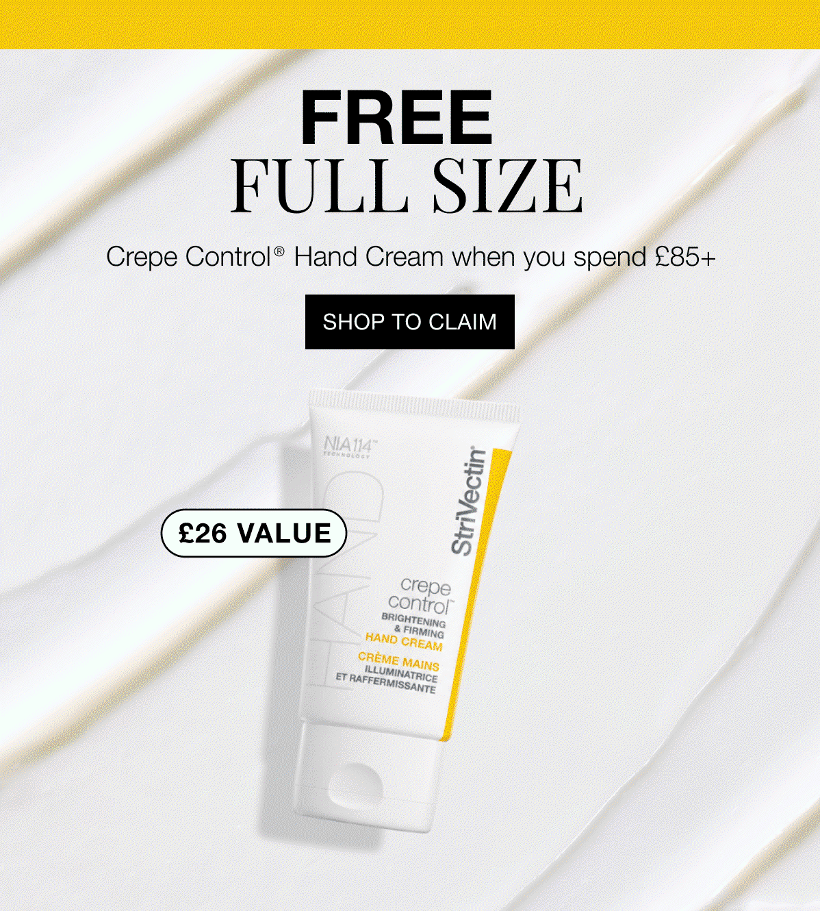Final Hours Free full size Crepe Control Hand Cream when you spend £85+
