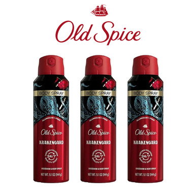 Old Spice Krakengard Aluminum Free Underarm & Body Spray (3-Pack)