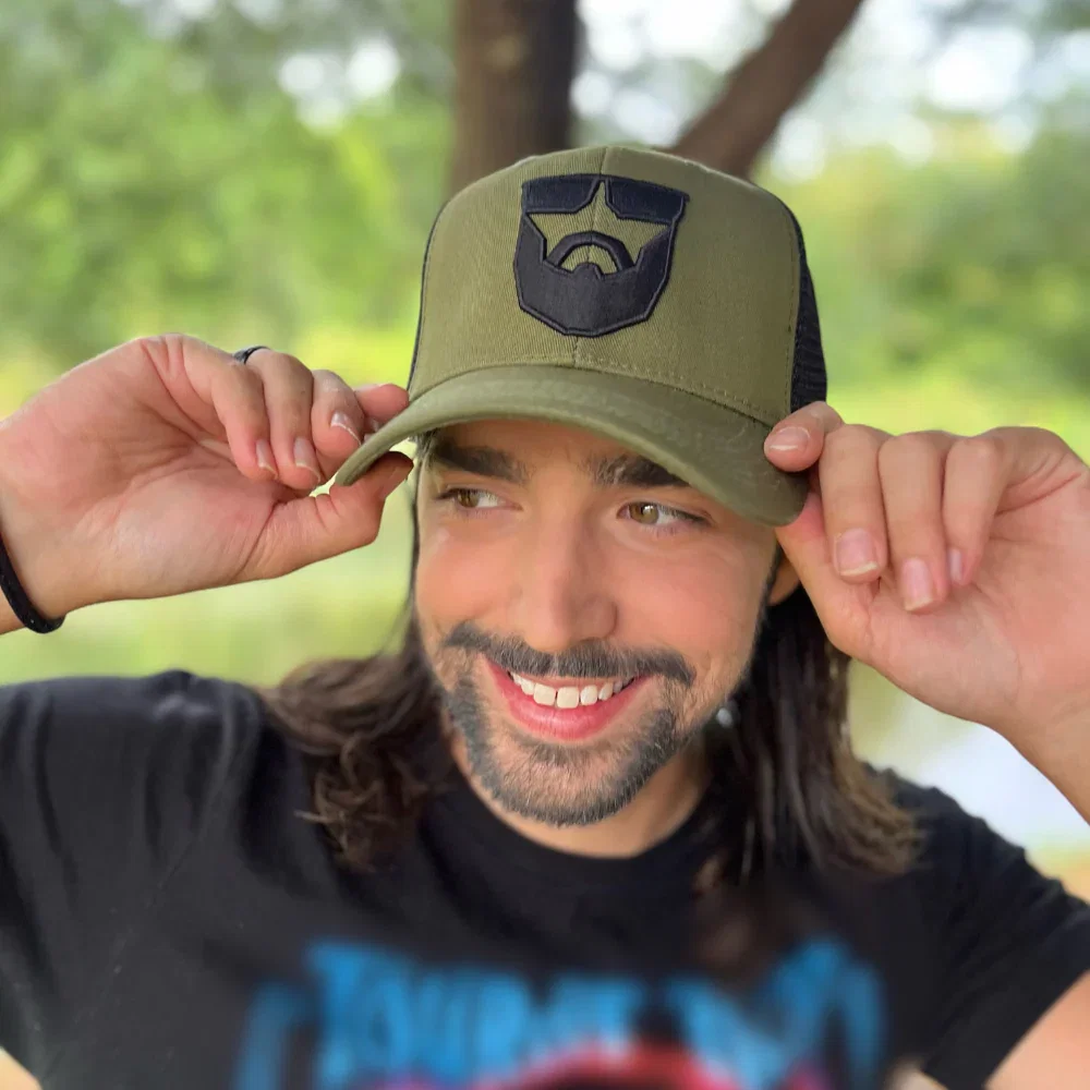 Image of Tactical Bearded Man Trucker Hat - Army Green