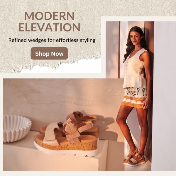 Modern elevation.  Refined wedges for effortless styling