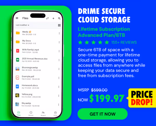 Drime Secure Cloud Storage: Lifetime Subscription (Advanced Plan/6TB)