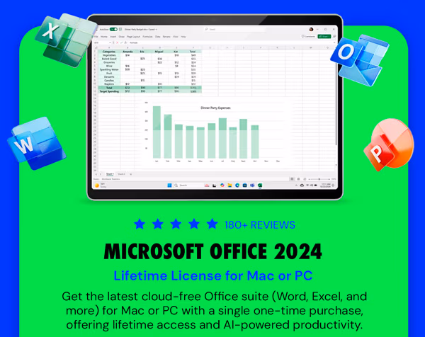Microsoft Office 2024 Home or Home & Business for Mac or PC Lifetime License