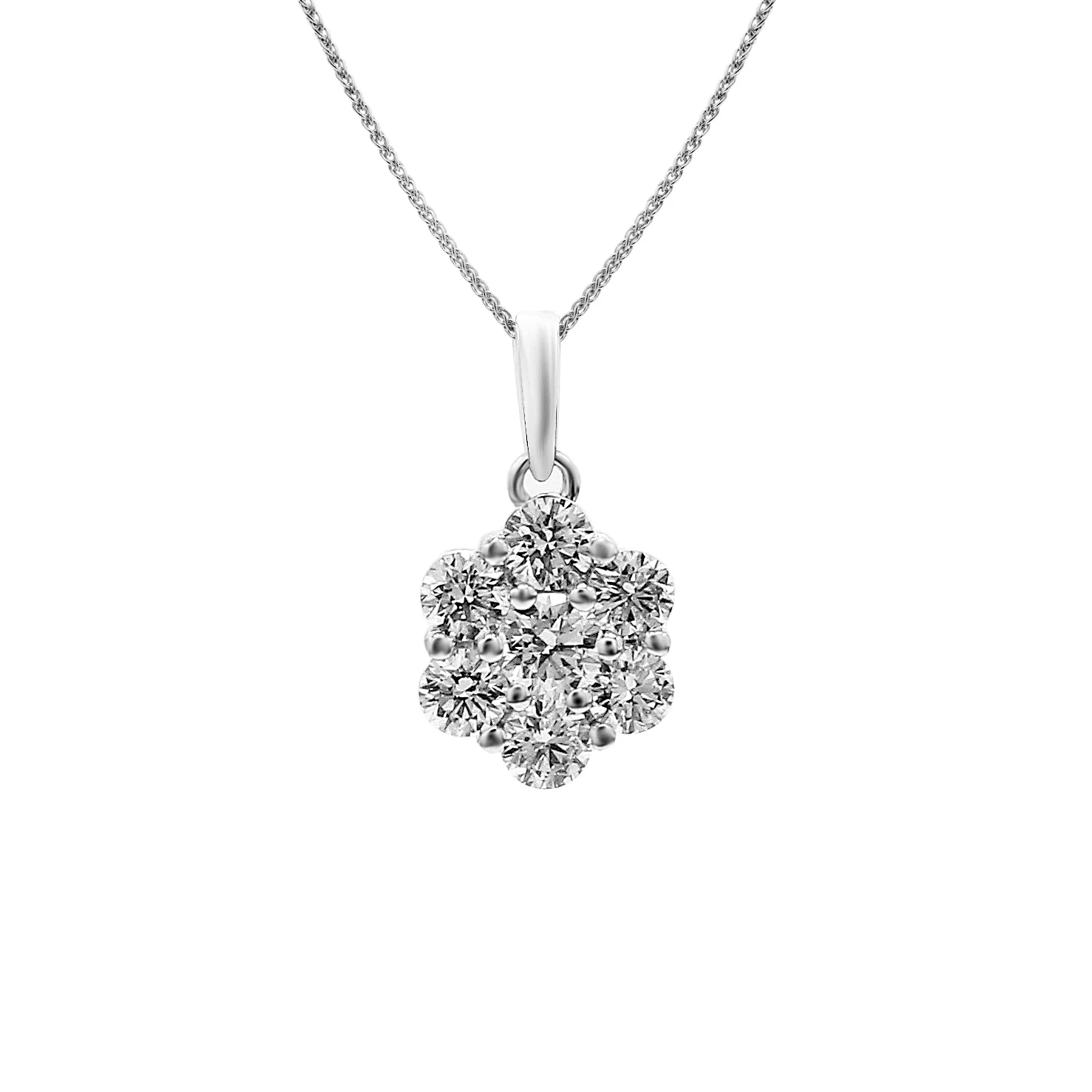 Image of Peace Jewelers 14K Gold 1.00ctw Lab-Grown Diamond 7-Stone Cluster Pendant with Chain