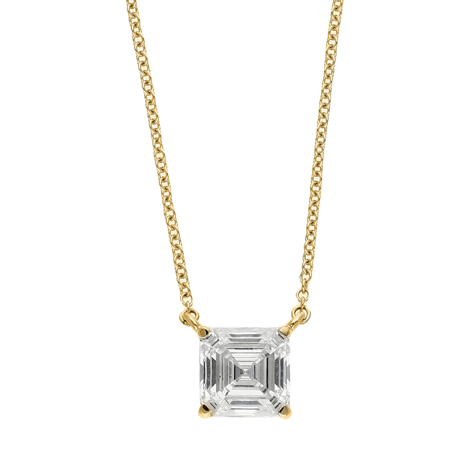 Image of Peace Jewelers 14K Gold Asscher-Cut Lab-Grown Diamond Solitaire Necklace