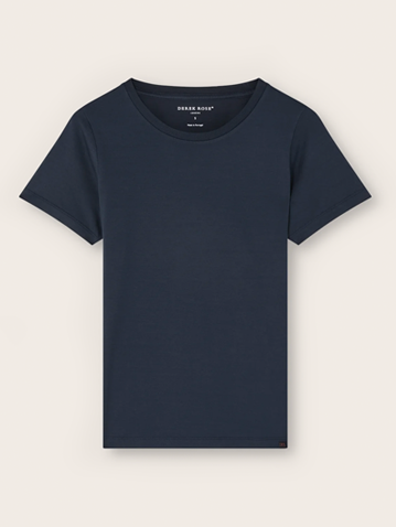 Women's Crew Neck Cotton T-shirt in Navy Blue