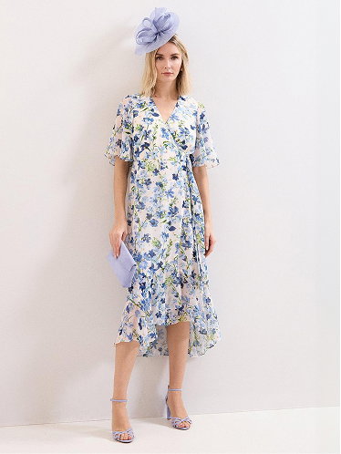 Juliette Cream Floral Shimmer Midi Dress