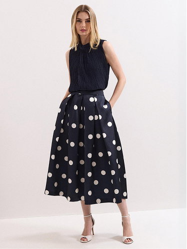 Celeste Spot Print Midi Skirt