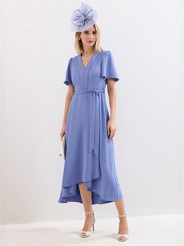 Jessica Blue Wrap Midi Dress