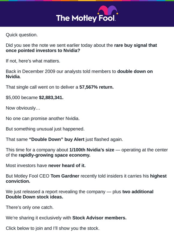 Did you miss this morning’s stock alert?