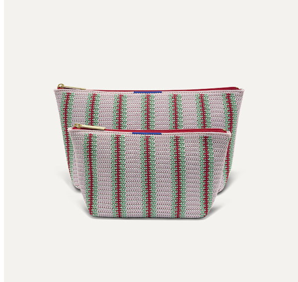 The Travel Pouch Set - Watermelon Market Stripe