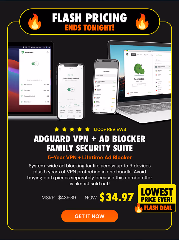 AdGuard VPN + Ad Blocker Family Security Suite