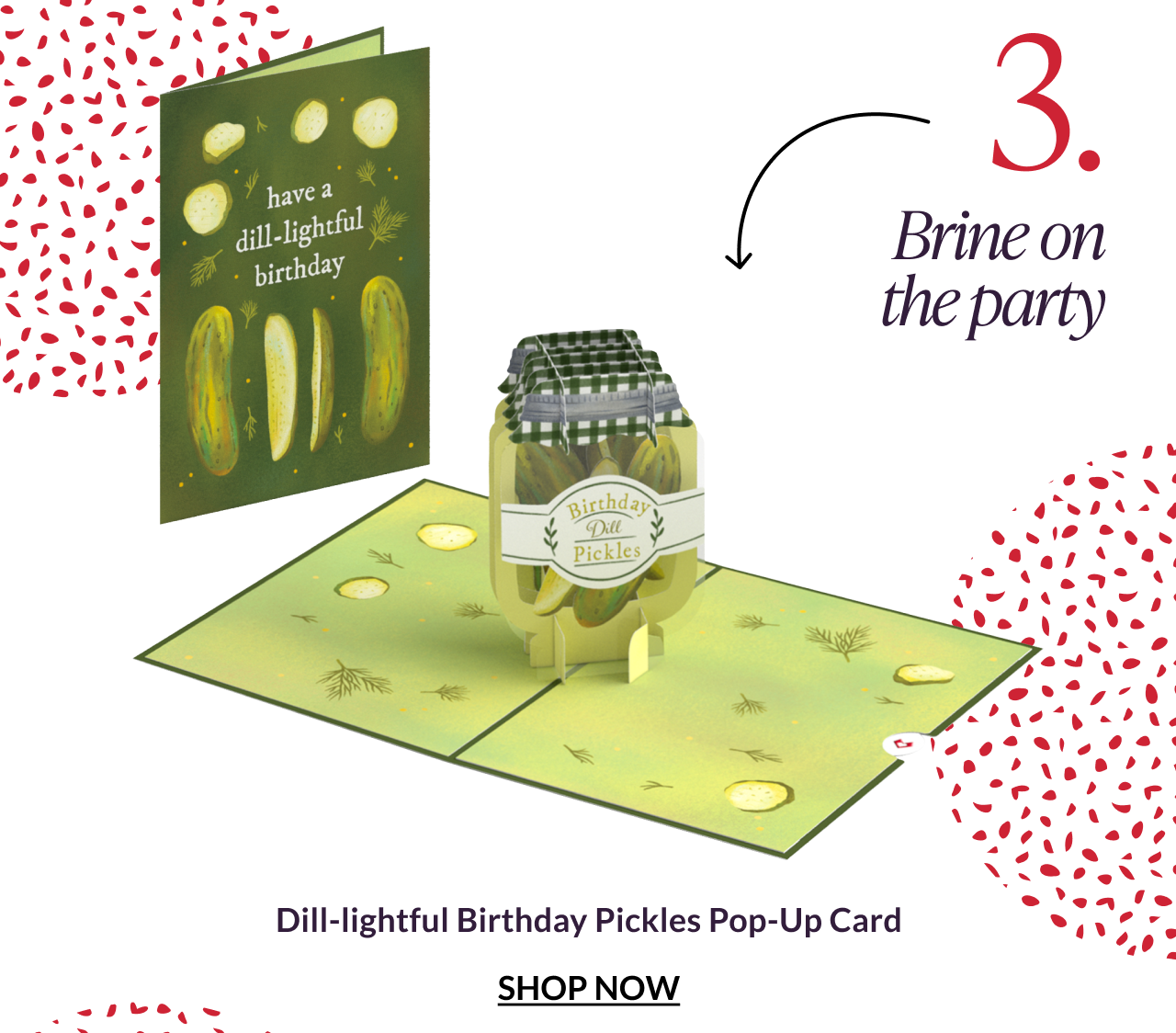 Dill-lightful Birthday Pickles pop-up card