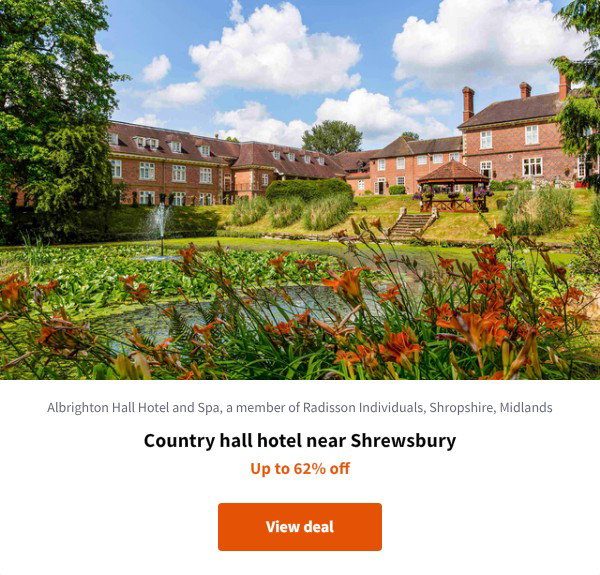 Country hall hotel near Shrewsbury
