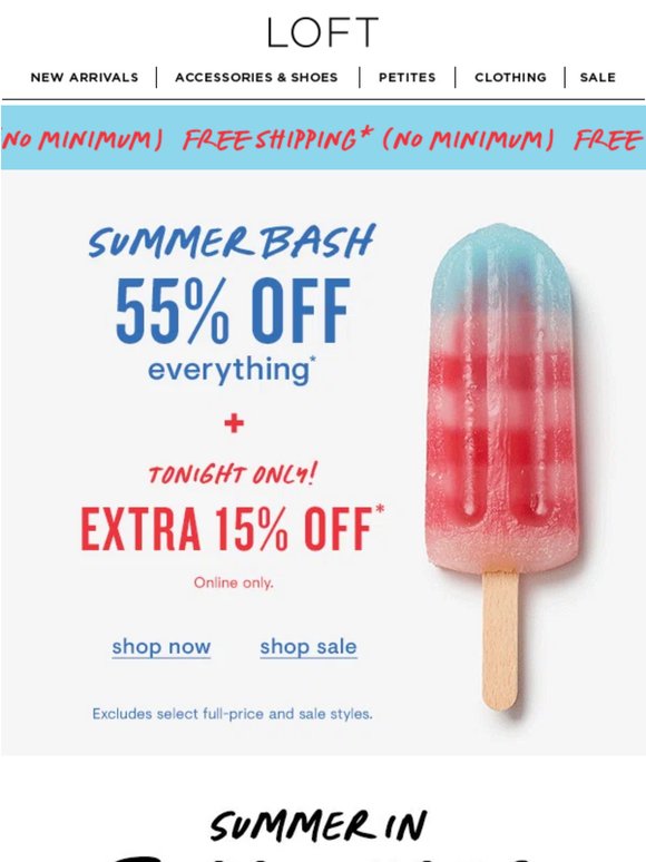 55% off + extra 15% off + free shipping  ends tonight!