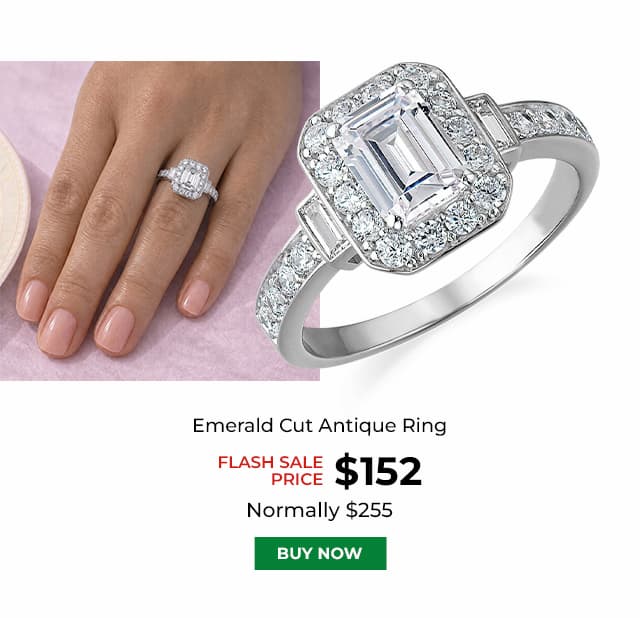 Emerald Cut Antique Ring Platinum Clad