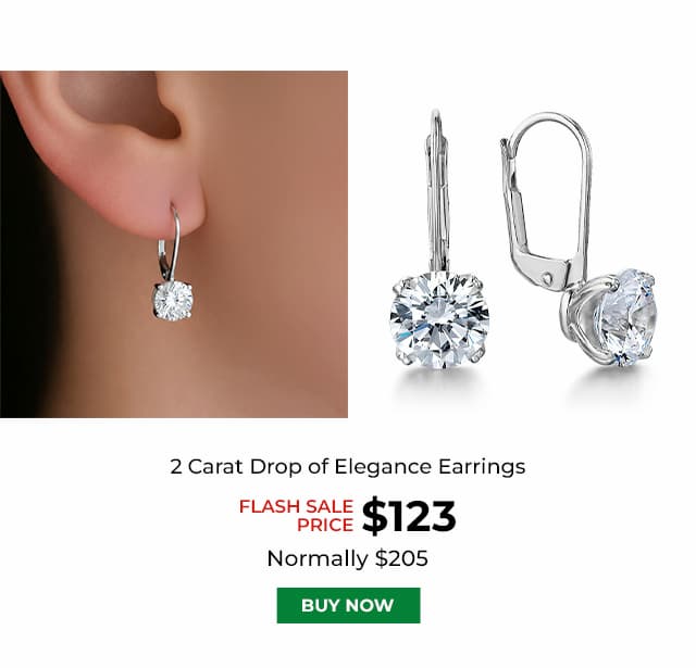 2 Carat Drop of Elegance Earrings Platinum Clad